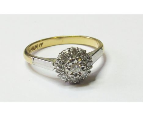 18ct Diamond ring with flora set Diamonds, size M approx weigh 3g