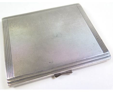 An Engine turned silver cigarette case. Hallmarked Birmingham 1932, by Mappin and Webb, total weight approx 160g