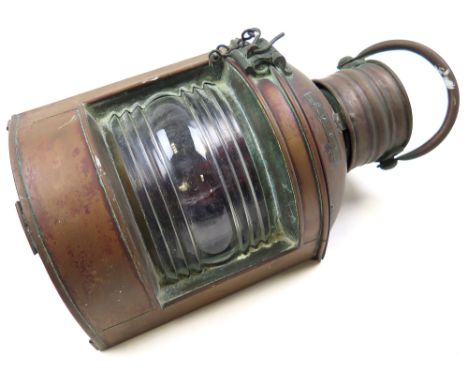 Copper ship's 'Port' navigation lamp, circa early 20th Century, Height 29cm approx., together with a 'Lamps Electric No1' bla