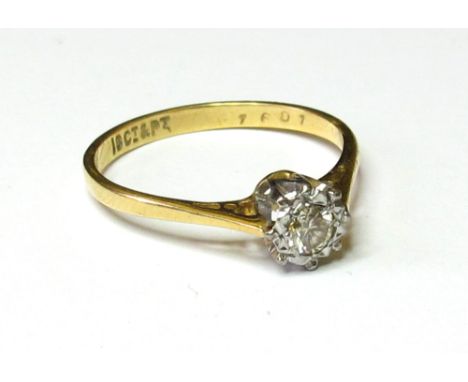 18ct Gold Solitaire Diamond Ring 0.20 ct weight size M weight 2.1 grams 