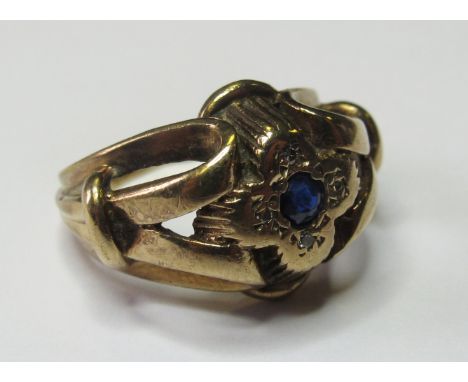 9ct Gold Ring set with Sapphire size M weight 5.6 grams