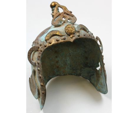 Early Chinese helmet with gilt decoration