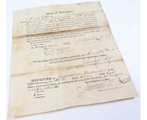 US Army State of New York enrollment letter for Samuel H. Busk, dated 3rd June 1812