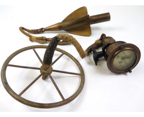 Brass 'Walker's cherub mark III ship-log, by Thos. Walker & Son Ltd, circa early 20th century, on a rotating bracket, togethe