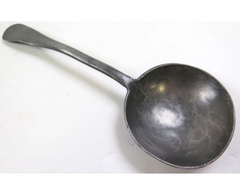 Pewter spoon - looks old, has a pewter touch mark which is rubbed but can make out a "crown".