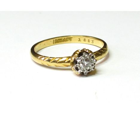18ct Gold Solitaire Diamond Ring 0.20 ct weight size M weight 2.5 grams