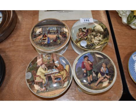 A selection of antique ceramic pratt ware pots