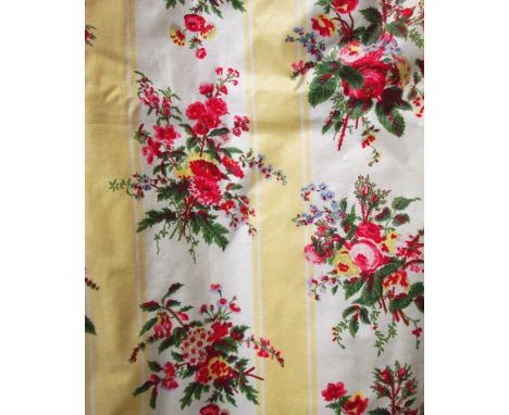 CURTAINS, a pair, plus another in floral glazed cotton, lined and interlined the pair each, 104cm W x 226cm drop, the other 2