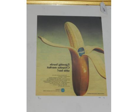 Gabriel Kuri. A limited edition lithographic print of a peeled banana, from an edition of 60 produced for the ICA, signed by 