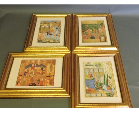 Persian School, Garden with Interloper, lithograph, 32 x 23cm, in a deep gilt frame, together with three other furnishing pie