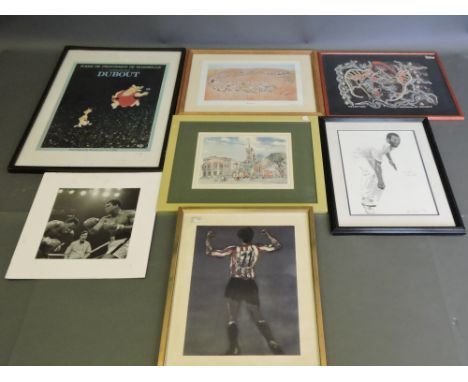 Limited edition print of Malcolm Marshal, 100/500 signed in pencil by the artist and Malcolm Marshal, 38 x 26cm, together wit