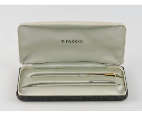 A Parker 61/65 Flighter Deluxe ballpoint, together with a Parker 45 Flighter rotary pencil, in a Parker duo box.