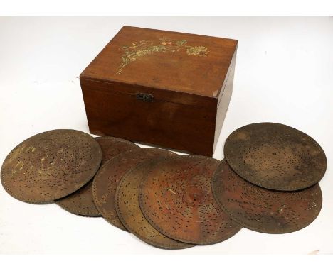 An 8.1/2-Inch Monopol Disc Musical Box Ser. No. 392106, with single-comb, on lyre gilt cast bedplate, oak soundboards, maiden