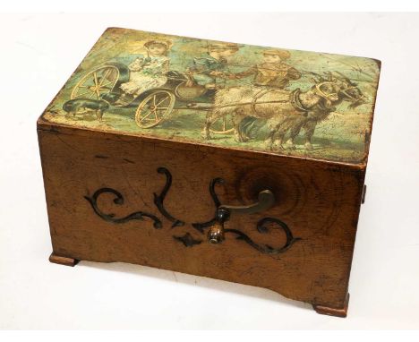 A Very Good And Early Four-Per-Turn Large Maniville with fat cylinder and single comb on iron bedplate, the lid with superb p