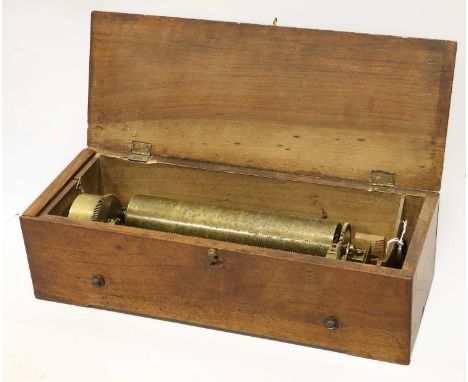 An Early Key-Wind Musical Box, Probably by Lecoultre Ser. No. 11030, with single-section hooked tooth comb on plain polished 