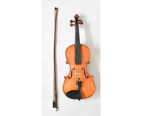 Violin 14" two piece back, ebony fingerboard, labelled 'The Barnes &amp; Mullins Stradivari Model No.55' cased with bow with 