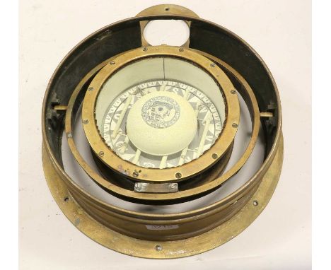 Iver C Weilbach Ships Compass with brass casing 8", 20cm diameter