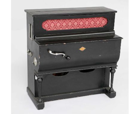 A Faventia Barrel Piano Spanish, circa 1920, the larger model with wood-block and ring-triangle accompaniment, the barrel pla