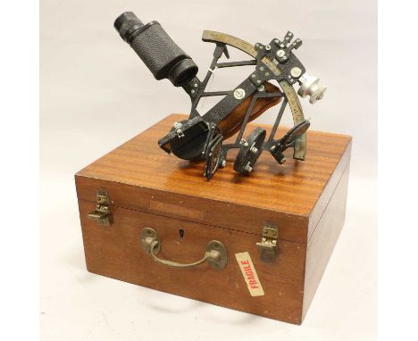 B Cooke & Sons Sextant no.3353, 6 1/2" radius, black cracked finish with monocular sight and Certificate of Examination dated