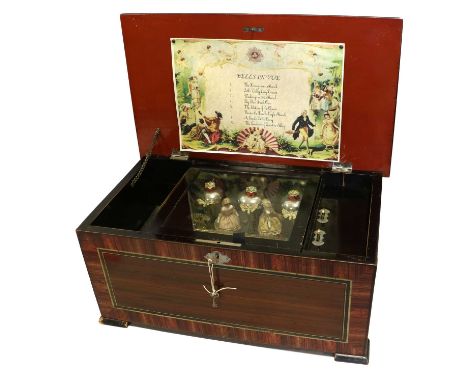 A Late Bells And Dancing Dolls-In-View Musical Box, by P.V.F. Ser. No. 48783, playing eight airs, with single-spring motor, s