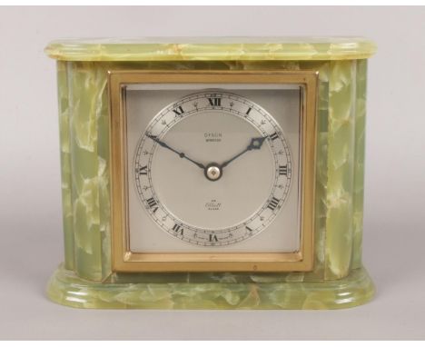 An Onyx Elliott mantle clock. Dial inscribed 'Dyson Windsor'. 14cm high.  Slight damage to the top of the back.