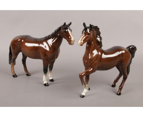 Two Beswick ceramic horses. 17.5 cm height.  