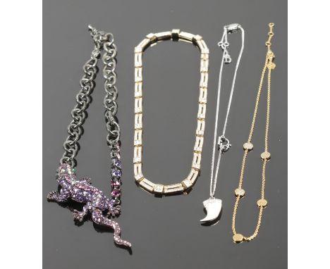 Four costume necklaces. To include a Christian Dior costume and Lizard example etc.  