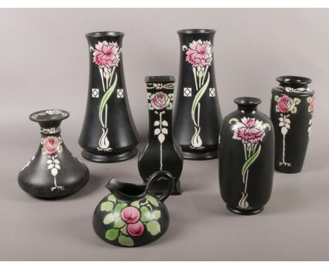 A collection of vintage Shelley ceramic's. Vases, jug.  