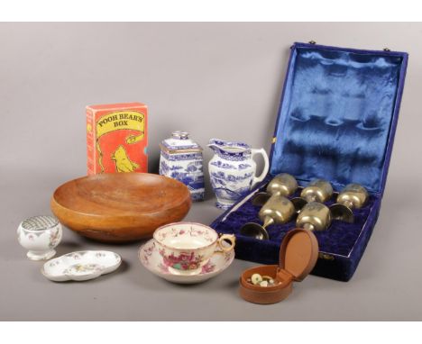 A quantity of miscellaneous. Coalport 'paradise' pin dish, Victoria &amp; Albert cup/saucer, Ringtons tea caddy &amp; Milk ju