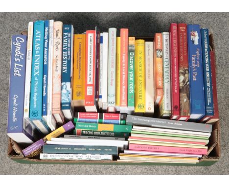A collection of genealogy books. Haynes Internet Genealogy manual, David Hey Journeys in family history, Stella Colwell Fanil