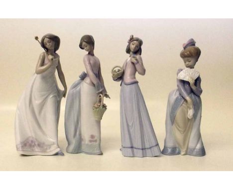 Four Lladro ladies. Condition report: see terms and conditions'.