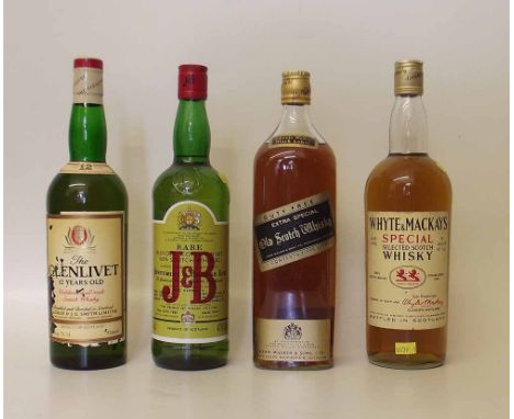 Whisky: to include Whyte & Mackays Special one litre, Glenlivet 12 year old 75.7cl, Johnnie Walker Black Label 1.125 letres, 