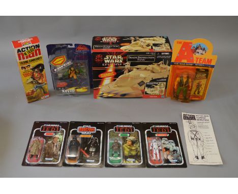 Mixed lot: Galoob A-Team Viper, carded; Diamond Select Battle of the Planets Keyop, carded; Hasbro 40th Anniversary Action Ma