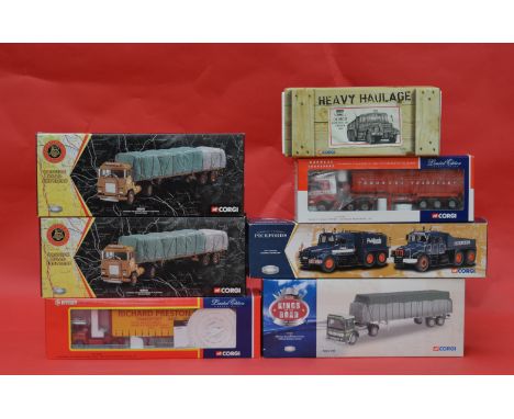 Seven Corgi 1:50 scale diecast models, includes Heavy Haulage and British Road Services: CC12603; CC12410; CC12505; CC12603; 