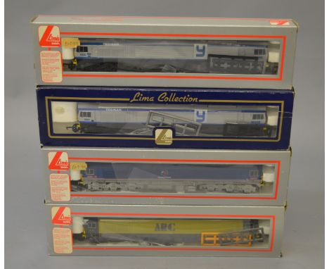 OO Gauge. Lima. 4 x Class 59 diesel locomotives, various liveries. 59003, 59005, 59201 & 59102. All VG boxed.