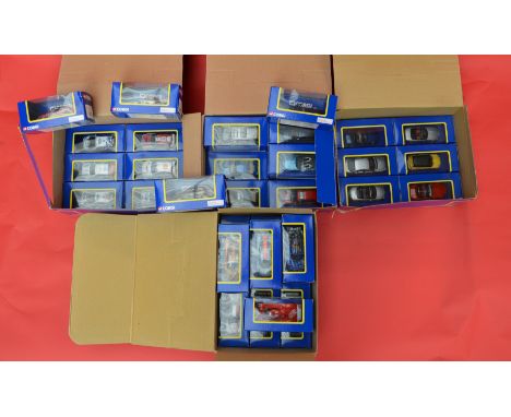 34 x Corgi 1:43 scale diecast models in shop display boxes. Boxed and overall appear E.