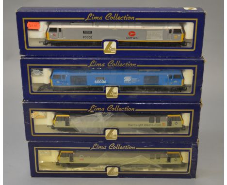 OO Gauge 4 x Lima diesel locomotives, various liveries. 60006 British Steel, 60006 Corus, 92023 & 92022. All VG boxed

