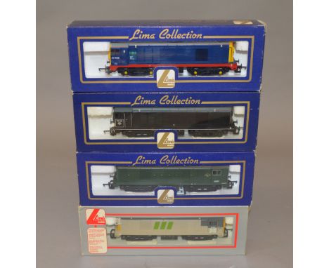 OO Gauge Lima 4 x Class 20 diesel locomotives, various liveries. 20906, 20188, 20121 & D8001. All VG boxed.
