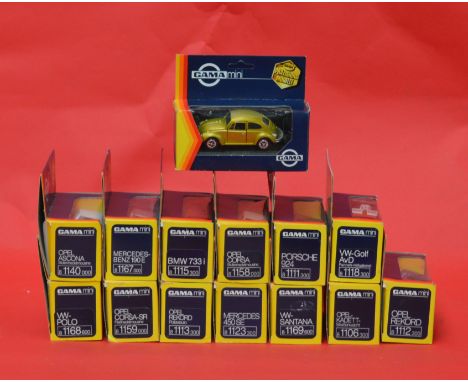 14 x Gama Mini 1:43 scale diecast models. Boxed and overall appear E. 