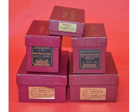 Five Milestone Models: #6 Fowler B6, ltd.ed. 38/300; #11 Burrell Crane, ltd.ed. 16/300; #5A Rear Jib Crane; #1 Burrell Scenic