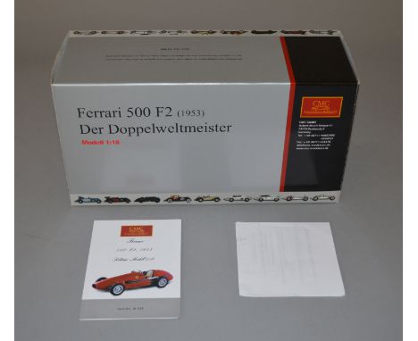 CMC #M-056 Ferrari 500 F2 (1953) Der Doppelweltmeister, 1:18 scale. Boxed, inner packaging appears unopened.