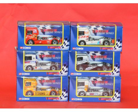 Six Corgi Truck Racing Series 1:43 scale diecast models. Boxed and E.