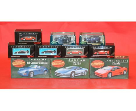 10 x assorted diecast models: three Matchbox Masterclass Collection 1:24 scale; five Herpa 1:43 scale; two Universal Hobbies 