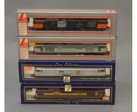 OO Gauge. Lima. 4 x Class 60 locomotives, various liveries. 60059, 60051, 60003 & 60006. All VG boxed.