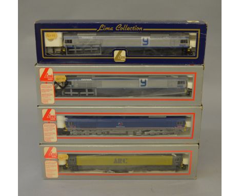 OO Gauge. Lima. 4 x Class 59 diesel locomotives, various liveries. 59201, 59102, 59005 & 59003. All VG boxed.
