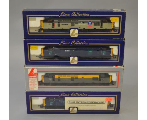OO Gauge. Lima 4 x Class 37 diesel locomotives, various liveries. 37407, 37611, 37232 & 37607. All VG boxed.