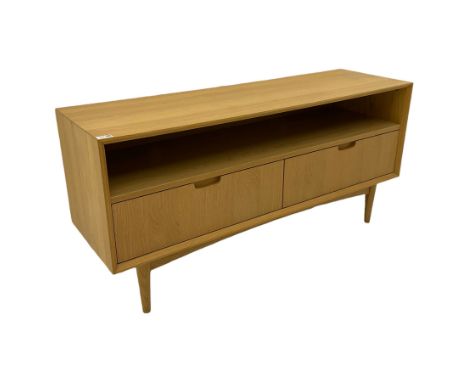 Bentley Designs - 'Dansk Scandi' light oak television cabinet, open shelf above two drawersDimensions: Height: 59cm  Length/W