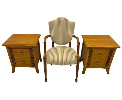 Winsor - Pair of light oak chest, fitted with two drawers; and a walnut framed chairDimensions: Length/Width:&nbsp;57cm&nbsp;
