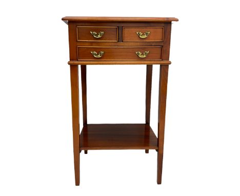 Georgian design mahogany lamp table, fitted with three small drawers, with under-tierDimensions: Height:&nbsp;76cm&nbsp; Leng