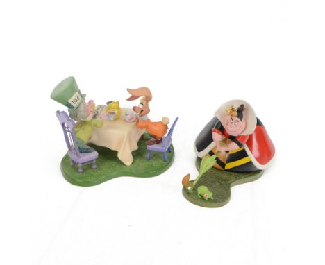 Disney Classics Collection Alice in Wonderland figures, comprising Let the Game Begin and A Very Merry Unbirthday, both boxed